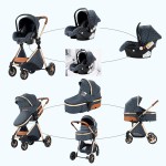 4-in-1 Baby Stroller Travel System | Foldable Lightweight Stroller with Bassinet