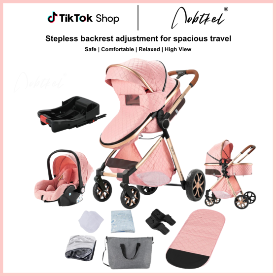 4-in-1 Baby Stroller Travel System | Foldable Lightweight Stroller with Bassinet