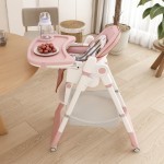 6M-3Y Convertible Baby High Chair Rocker, Foldable, 5-Point Harness, Removable 2-Tier FDA Tray, Silent Lock Wheels