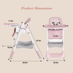 6M-3Y Convertible Baby High Chair Rocker, Foldable, 5-Point Harness, Removable 2-Tier FDA Tray, Silent Lock Wheels