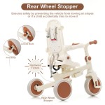 7-in-1 Foldable Toddler Tricycle, Push Bike with Parent Handle, Canopy, Guardrail & Removable Pedal, for Kids 12-72 Months