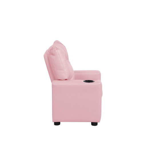 23" Ergonomic Kids Recliner | Adjustable Back & Footrest | Cup Holder + Side Storage | Soft Fabric Padded Armchair