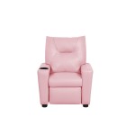 23" Ergonomic Kids Recliner | Adjustable Back & Footrest | Cup Holder + Side Storage | Soft Fabric Padded Armchair