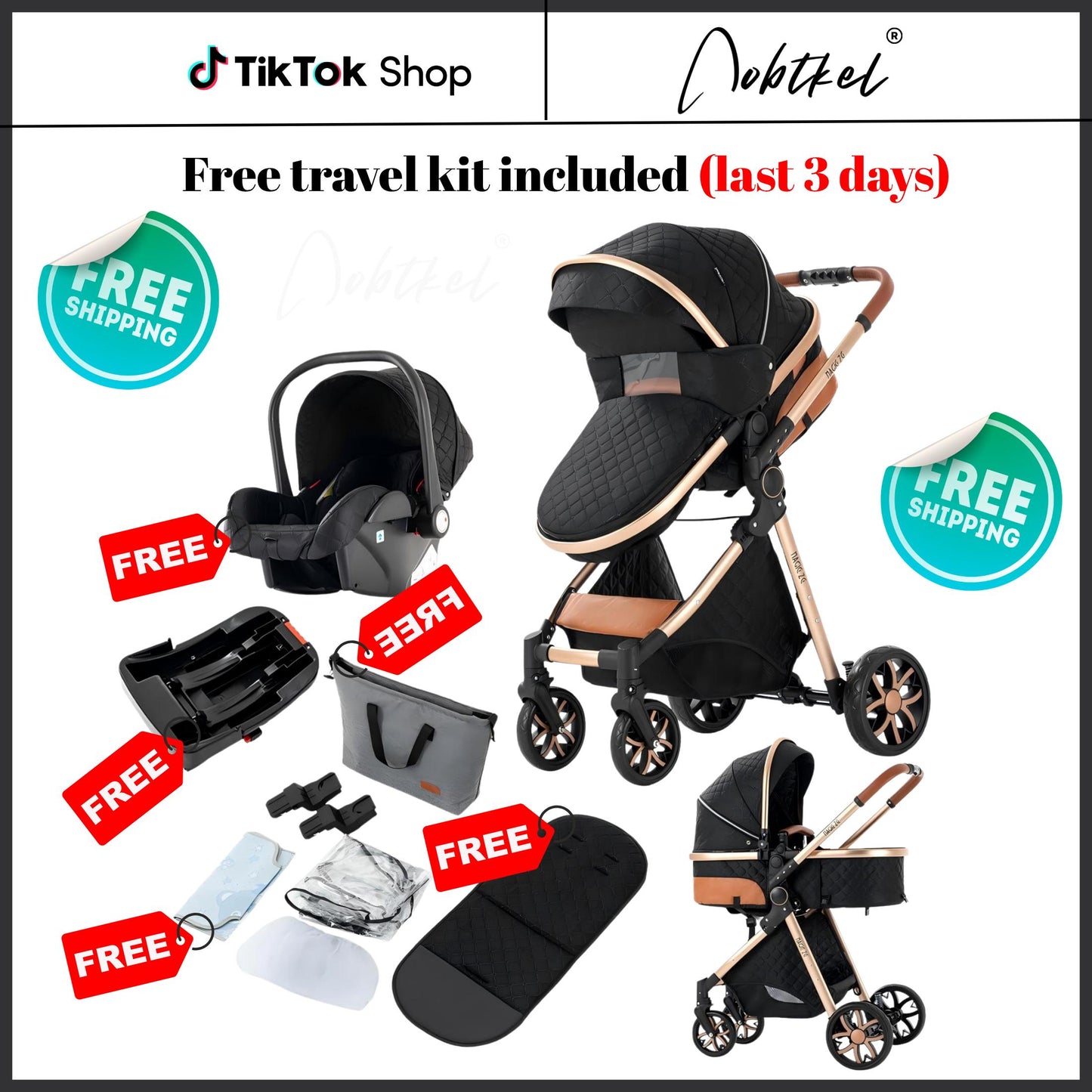Aobtkel®4-in-1 Portable & Foldable Toddler Stroller