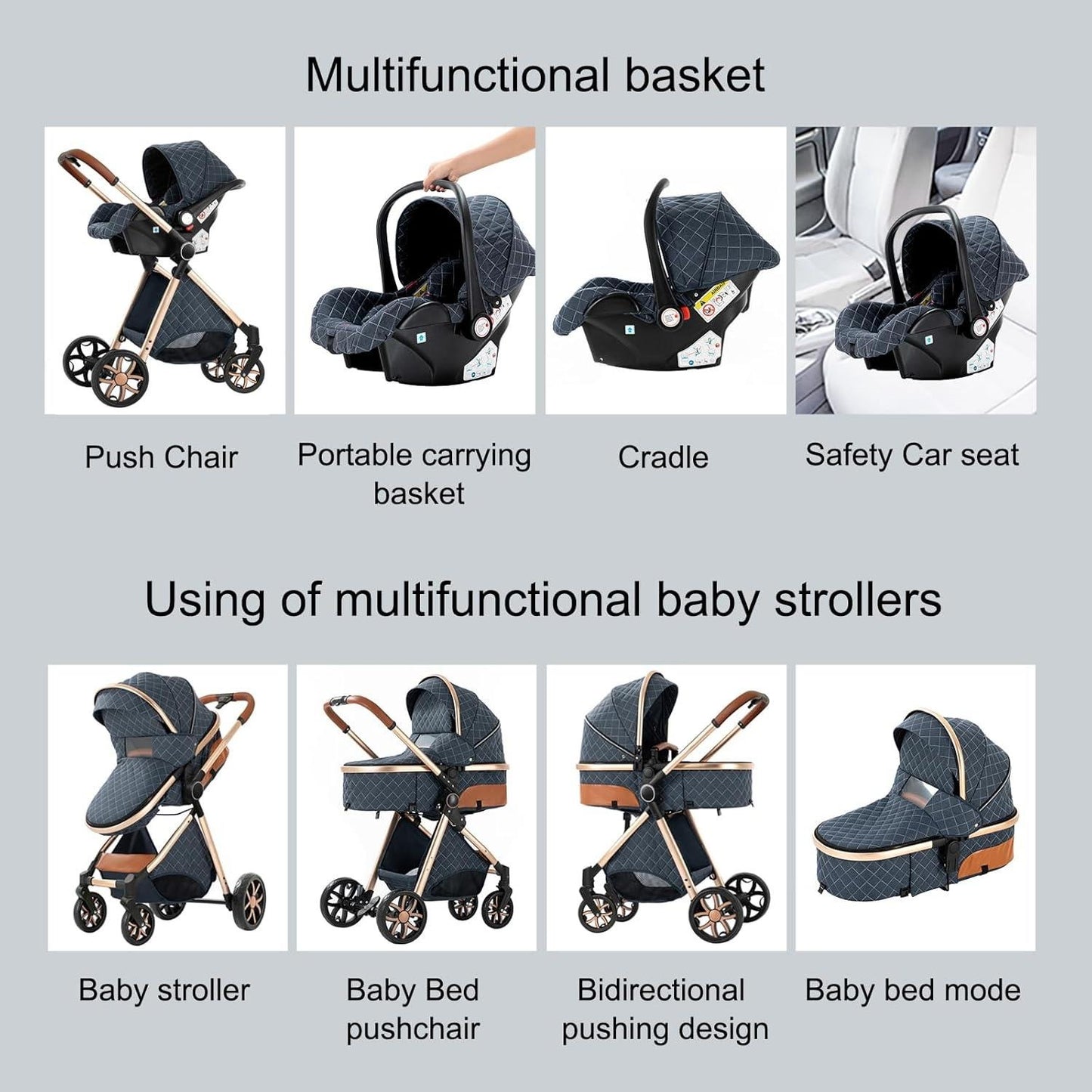 Aobtkel®4-in-1 Portable & Foldable Toddler Stroller