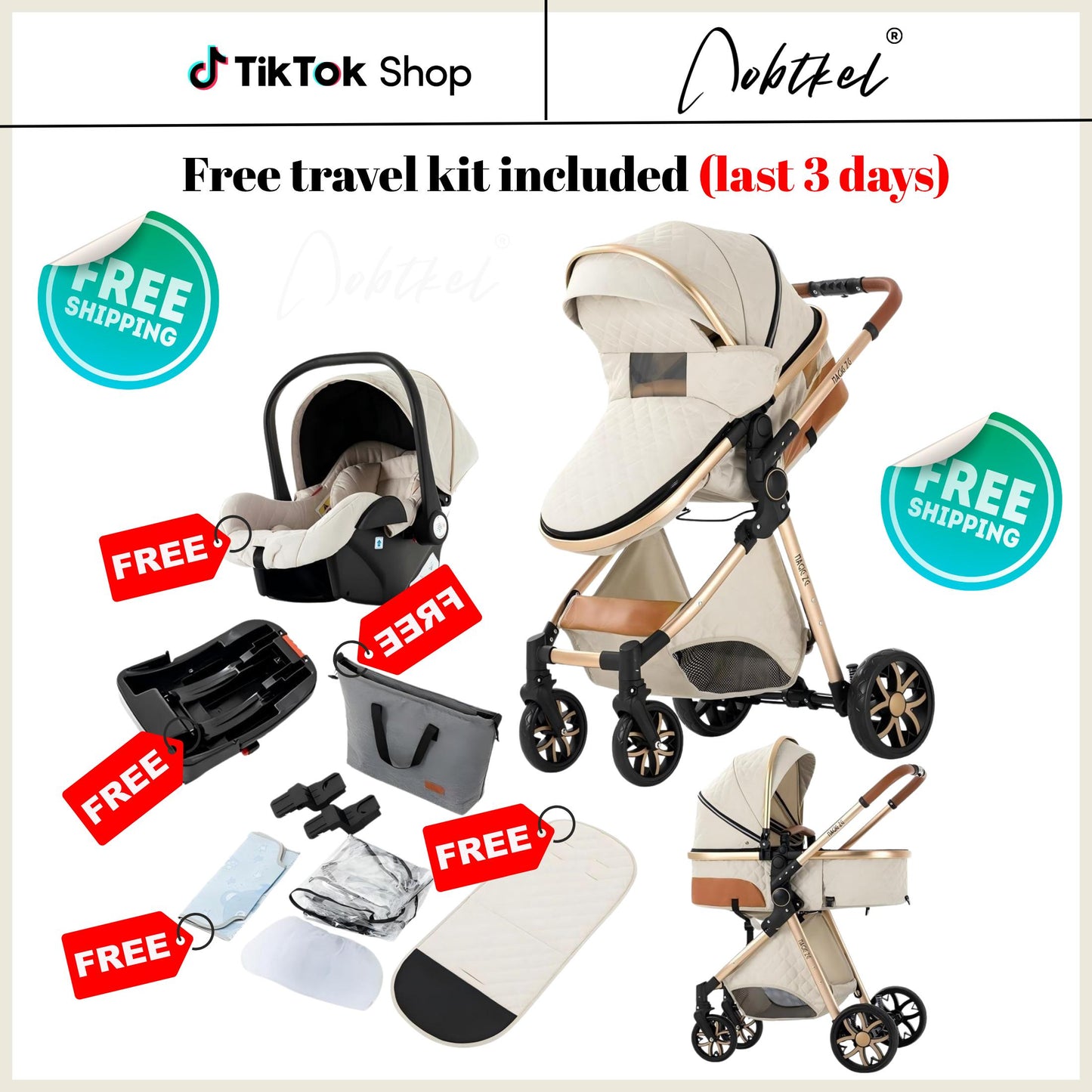 Aobtkel®4-in-1 Portable & Foldable Toddler Stroller