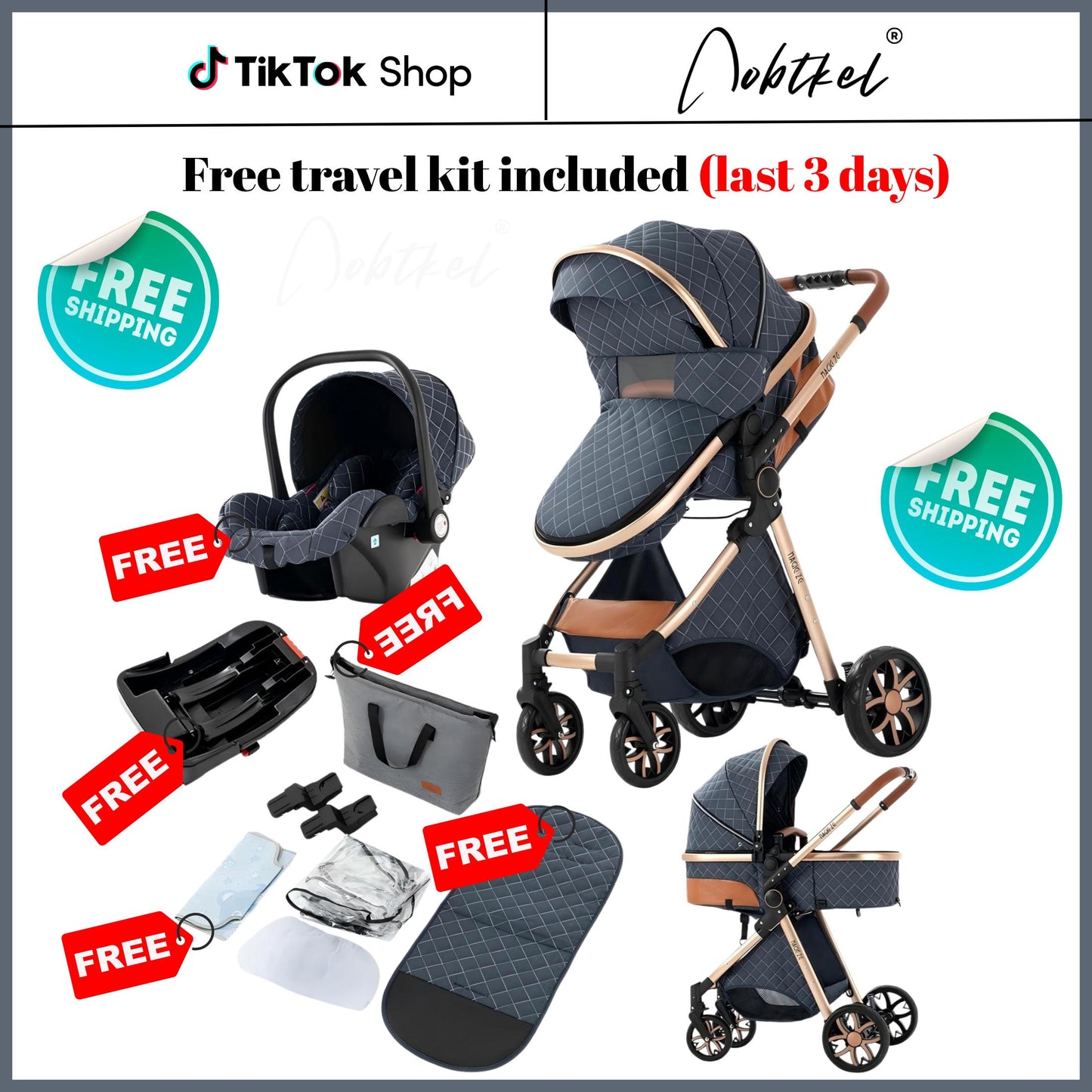 Aobtkel®4-in-1 Portable & Foldable Toddler Stroller