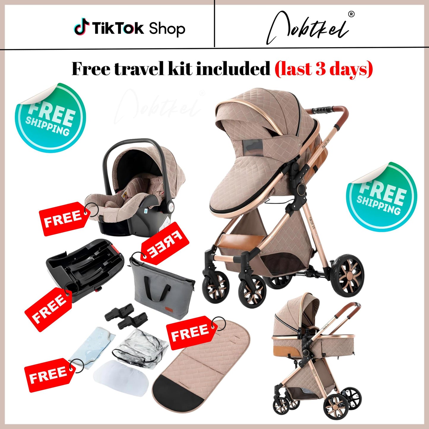 Aobtkel®4-in-1 Portable & Foldable Toddler Stroller